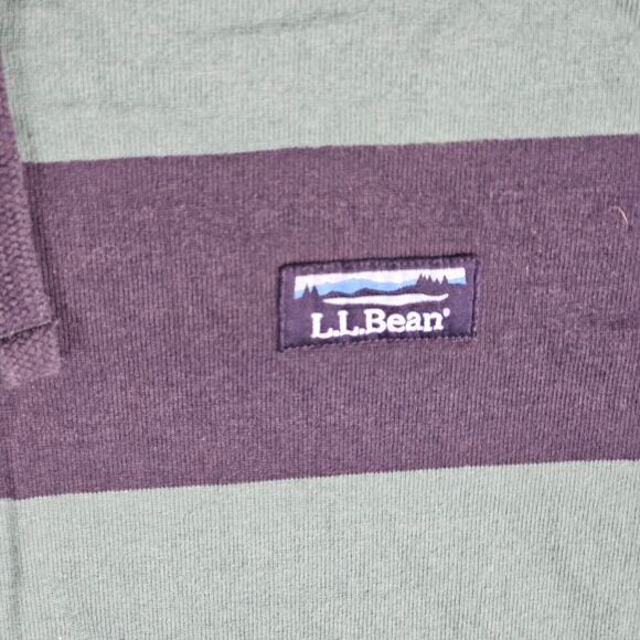 LL Bean Hoodie Sweatshirt Striped Rugby Polo Pullover Men’s Medium Traditional - Picture 5 of 10